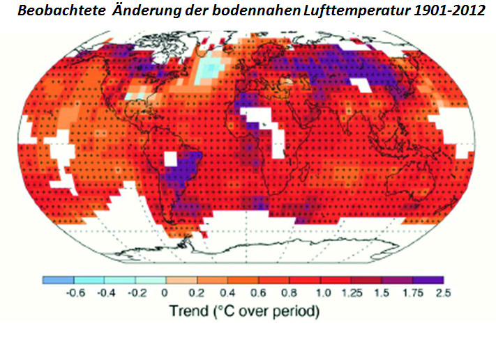 Regionale Erwärmung von 1901 bis 2012